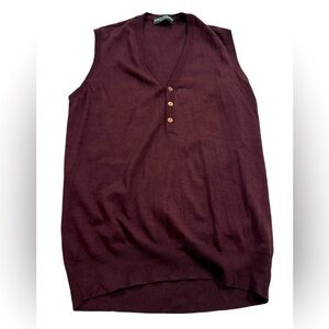 DOLCE & GABBANA Chocolate Brown Sweater Vest w/ Buttons Ribbed Back Size 56 VGUC